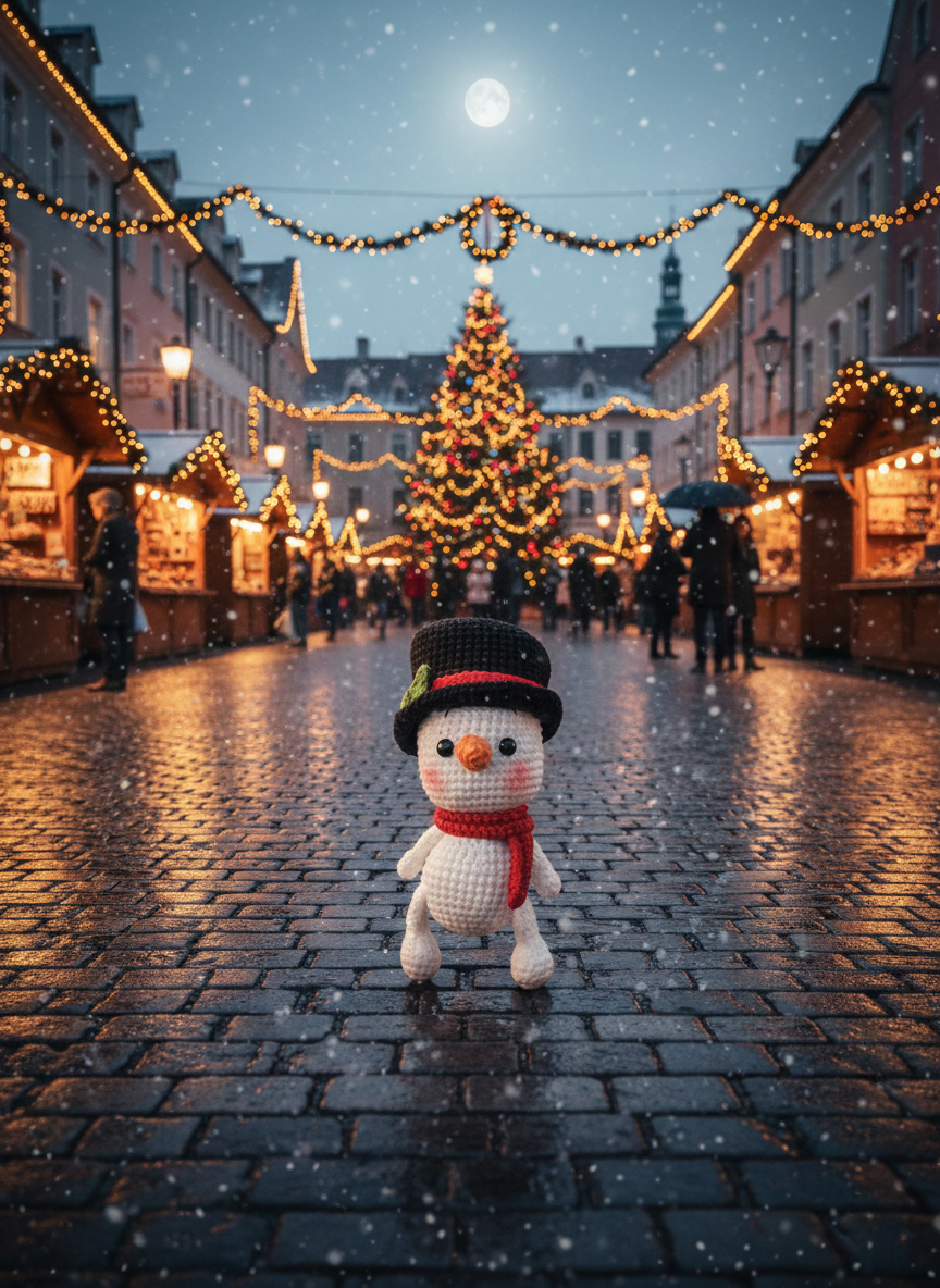 Snowi – Handgemaakte Gehaakte Sneeuwmanpop 15cm | Uniek Wintercadeau