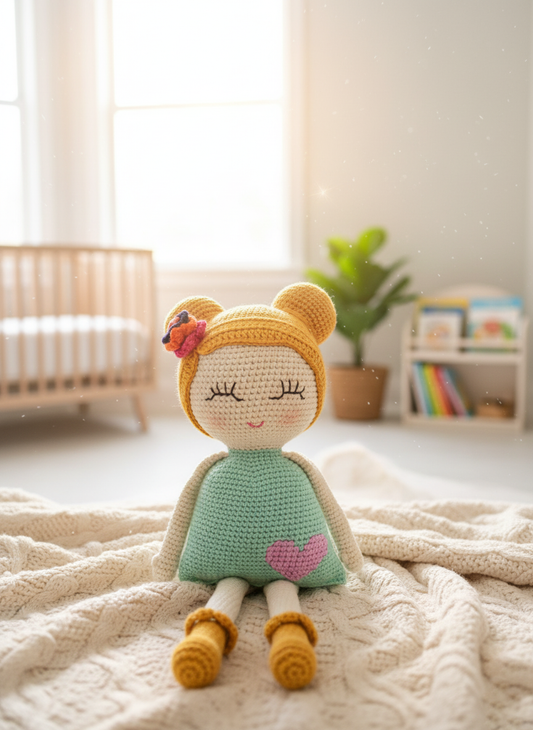 Twinkle – Handgemaakte Gehaakte Sterrenmeisjespop 30cm | Magisch Cadeau voor Kinderen