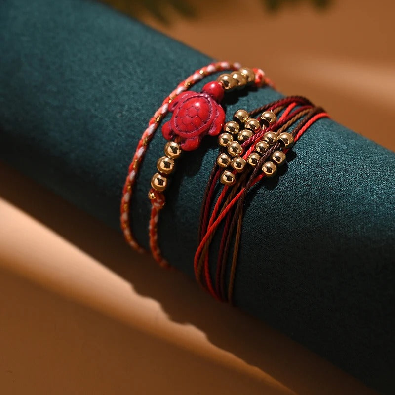 Dames Boho Schildpad Bedel Enkelbandarmband | Handgemaakt | Verstelbare Strand Enkel Armband