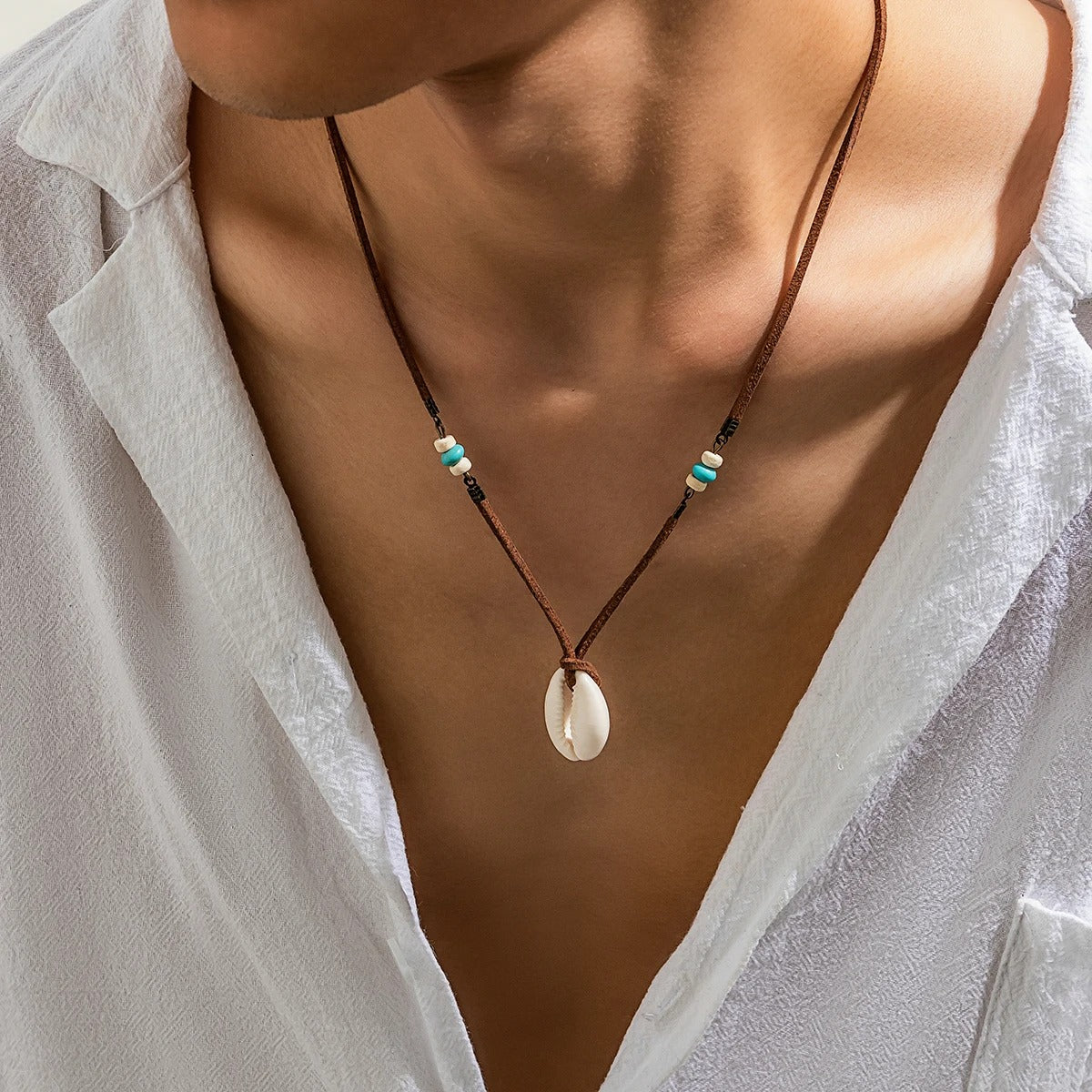 Heren Boho Schelp Hanger Ketting | Surfer Stijl | Strand Mode Sieraad