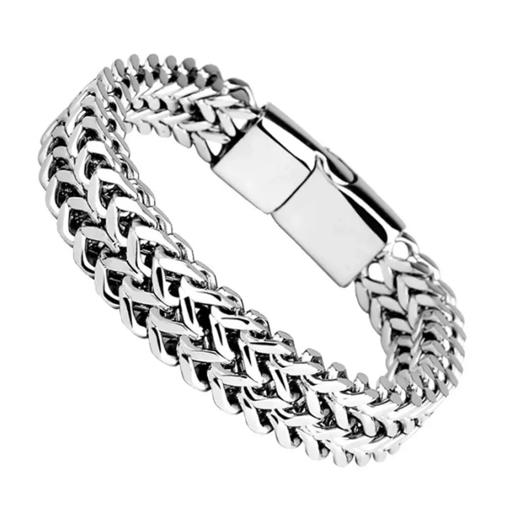 Luxe Roestvrij Stalen Gevlochten Armband | Magnetische Gesp | Unisex Hip Hop Stijl
