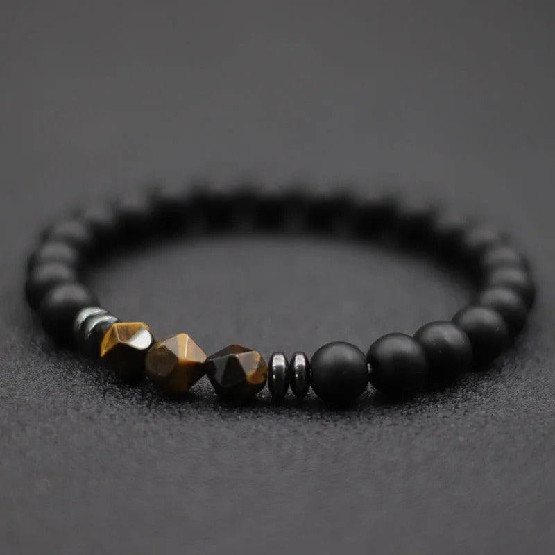Heren Natuursteen Armband | Zwart Onyx, Tijgeroog & Sodaliet | Spiritueel Helend Sieraad