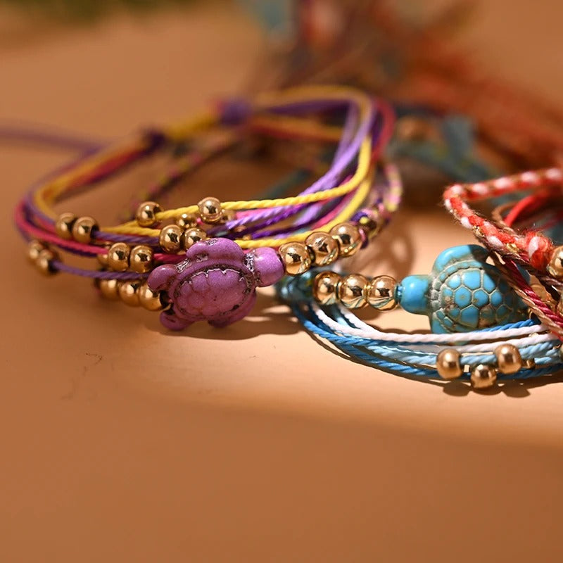 Dames Boho Schildpad Bedel Enkelbandarmband | Handgemaakt | Verstelbare Strand Enkel Armband