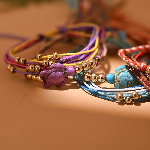 Dames Boho Schildpad Bedel Enkelbandarmband | Handgemaakt | Verstelbare Strand Enkel Armband