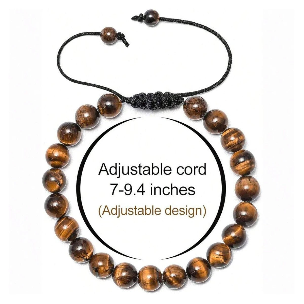 Natuursteen Kralen Armband | Tijgeroog, Lavarots & Onyx | Unisex Helende Energie