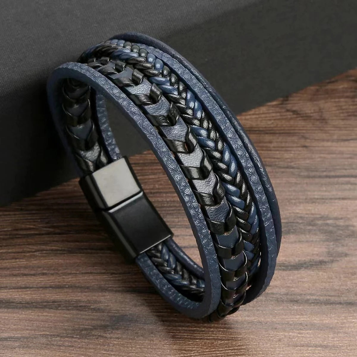Heren Multi-Laags Leren Armband | Gevlochten Ketting Design | Magnetische Sluiting | Streetwear