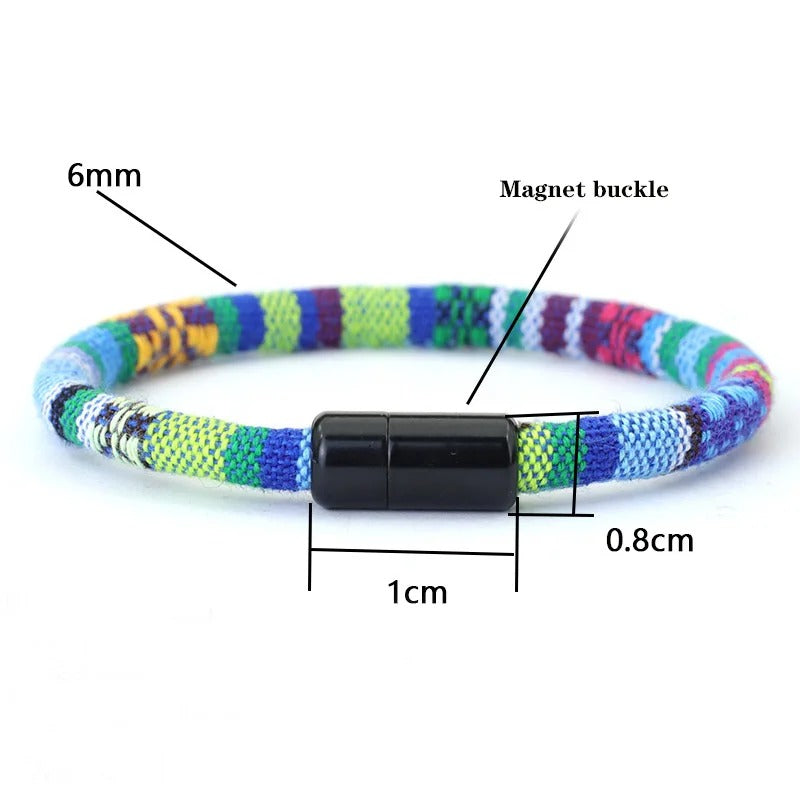 Boho Touw Armband | Verstelbare Magnetische Sluiting | Unisex Strand & Festival Stijl