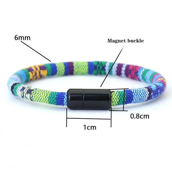 Boho Touw Armband | Verstelbare Magnetische Sluiting | Unisex Strand & Festival Stijl