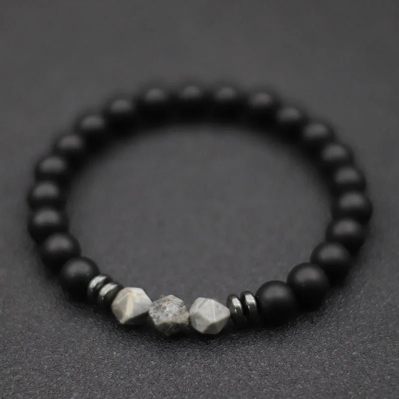 Heren Natuursteen Armband | Zwart Onyx, Tijgeroog & Sodaliet | Spiritueel Helend Sieraad