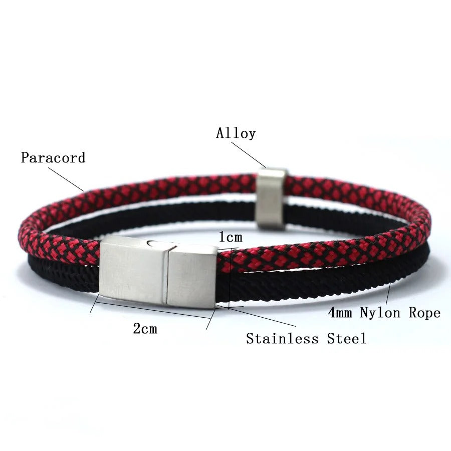 Heren Magnetische Paracord Touw Armband | Verstelbaar | Buiten & Casual Stijl