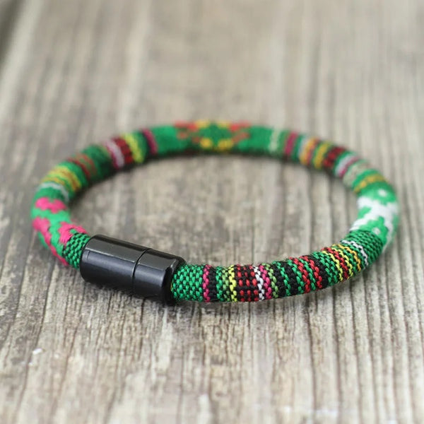 Boho Touw Armband | Verstelbare Magnetische Sluiting | Unisex Strand & Festival Stijl