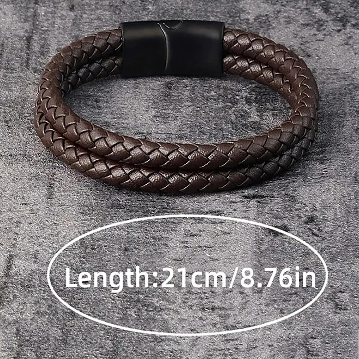 Heren Gevlochten Leren Armband | Dubbele Band | Magnetische Sluiting | Klassieke Stijl