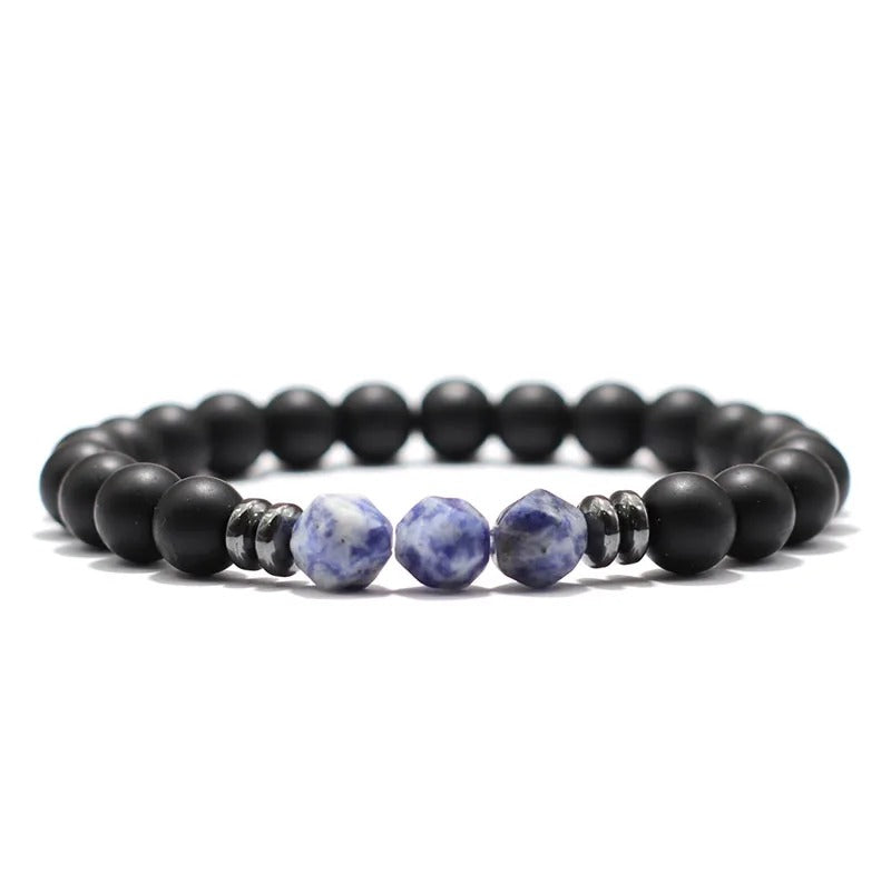 Heren Natuursteen Armband | Zwart Onyx, Tijgeroog & Sodaliet | Spiritueel Helend Sieraad