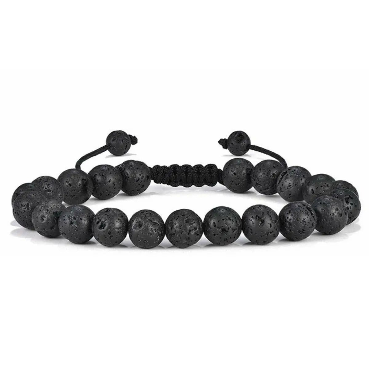 Natuursteen Kralen Armband | Tijgeroog, Lavarots & Onyx | Unisex Helende Energie