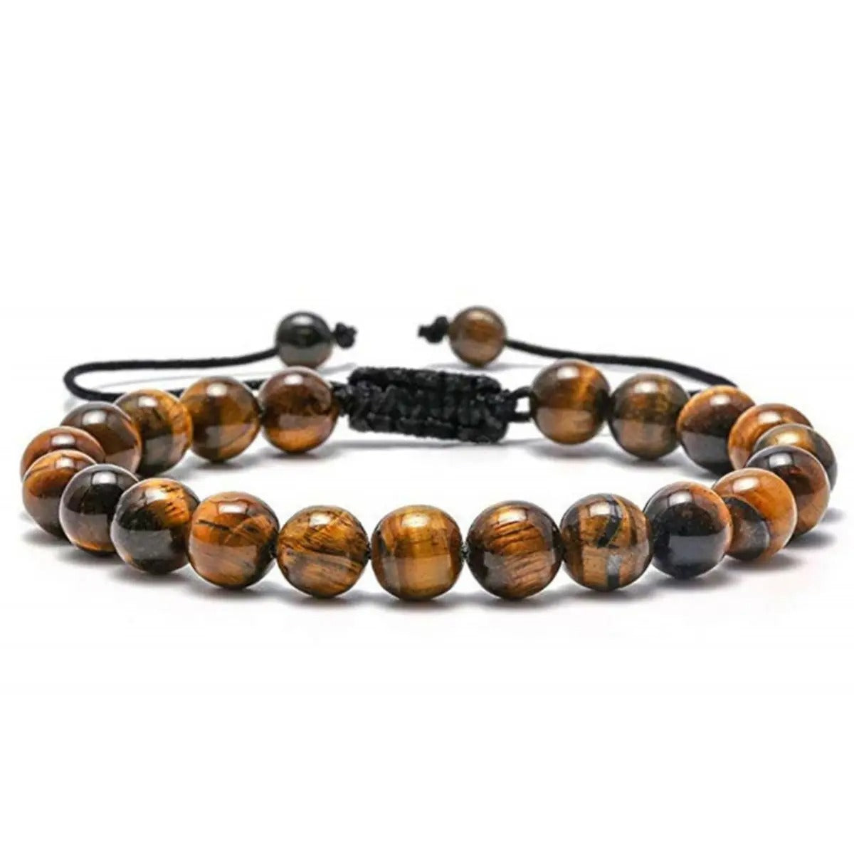 Natuursteen Kralen Armband | Tijgeroog, Lavarots & Onyx | Unisex Helende Energie