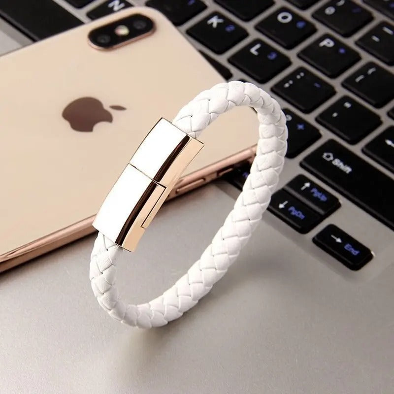 2-in-1 Leren Armband USB Oplaadkabel | Micro USB & Type-C | Tech Cadeau