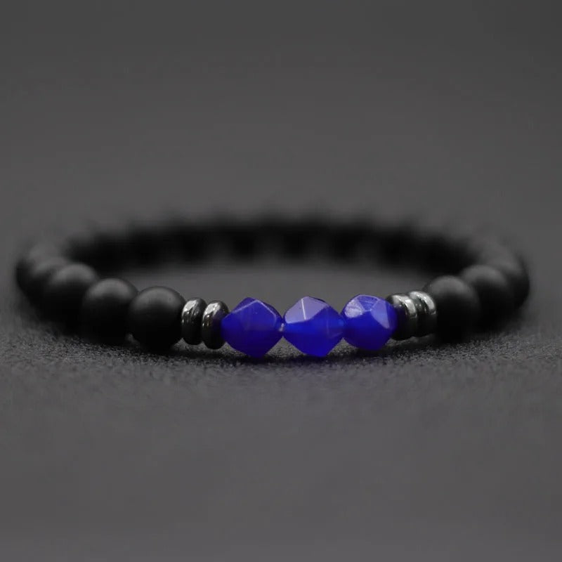 Heren Natuursteen Armband | Zwart Onyx, Tijgeroog & Sodaliet | Spiritueel Helend Sieraad